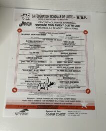 MATCH CARD - WWF EVENT PROGRAM - MONTREAL - SIGNED BY CARL LEDUC