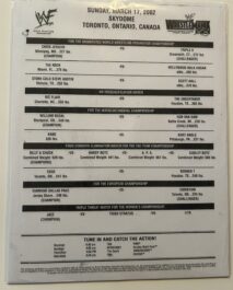 MATCH CARD - WWF EVENT PROGRAM - TORONTO - WRESTLEMANIA 18