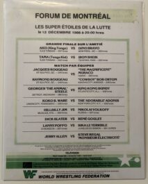 MATCH CARD - WWF EVENT PROGRAM - MONTREAL - HAKU VS BRAVO