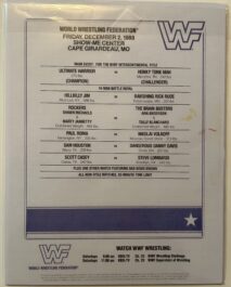 MATCH CARD - WWF EVENT PROGRAM - CAP-GIRARDO - WARRIOR VS HONKY TONK MAN