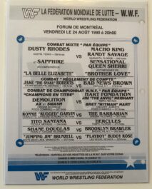 MATCH CARD - WWF EVENT PROGRAM - MONTREAL - DUSTY/SAPPHIRE VS SAVAGE/SHERRI