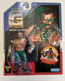 SIGNED - HASTTEL TOYS - JAKE THE SNAKE ROBERTS (GREEN) - GRAPPLERS & GIMMICKS